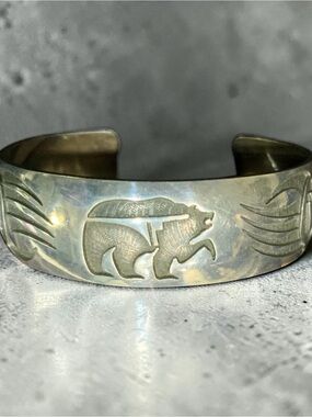 Sterling Silver Hopi Bear Motif Unisex Cuff